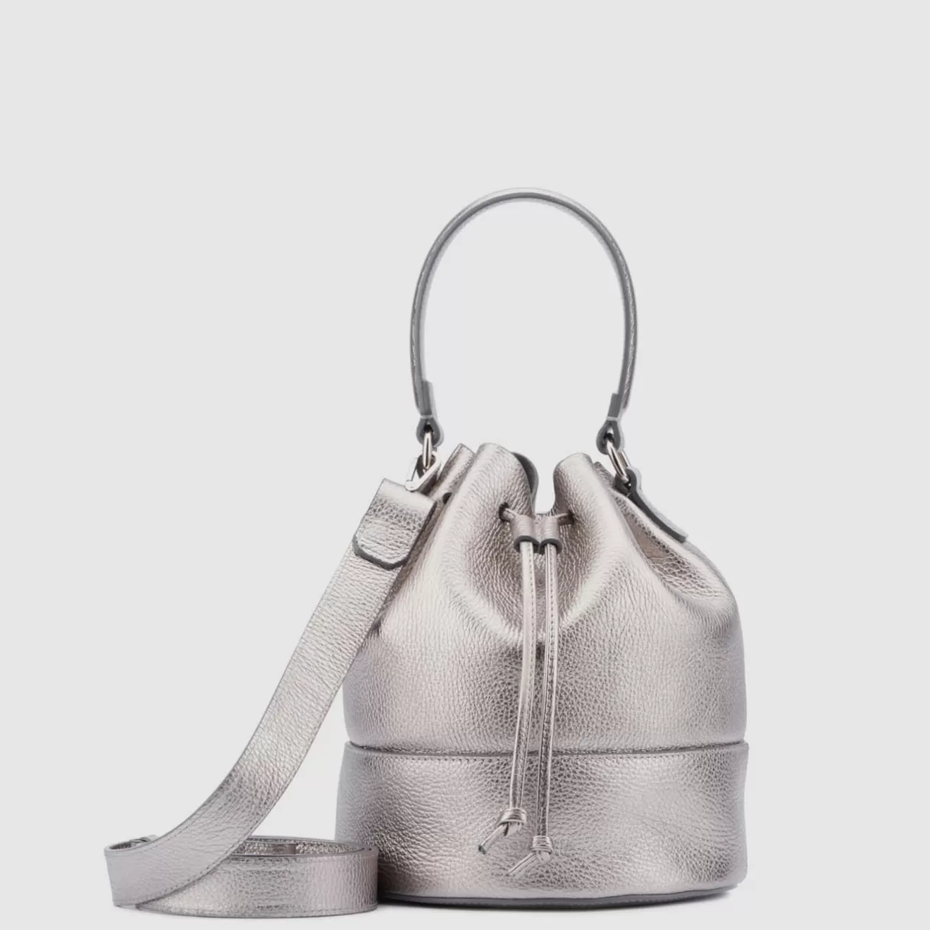 Women Aquatalia Handbags | Bari Bucket Platinum