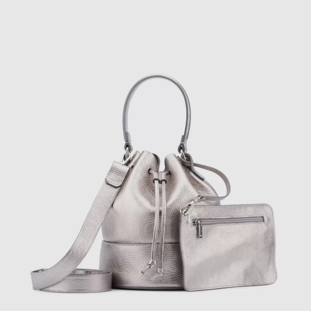 Women Aquatalia Handbags | Bari Bucket Platinum